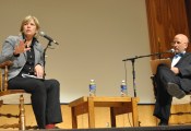 After her speech in the Student Activities Center auditorium last night, Dana Priest answered individual questions from students in the audience.
Photo by Jimin Kim (April, 23 2013)