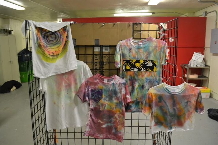 Staff made tie-dye shirts.