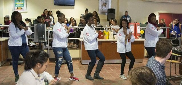 Students performed after the grand opening, dancing to music blasted by the speakers. Photo by Janelle Clausen.