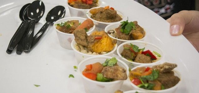 A sampling of Caribbean food being offered to students. They can expect a little bit of spice with this. Photo by Janelle Clausen.