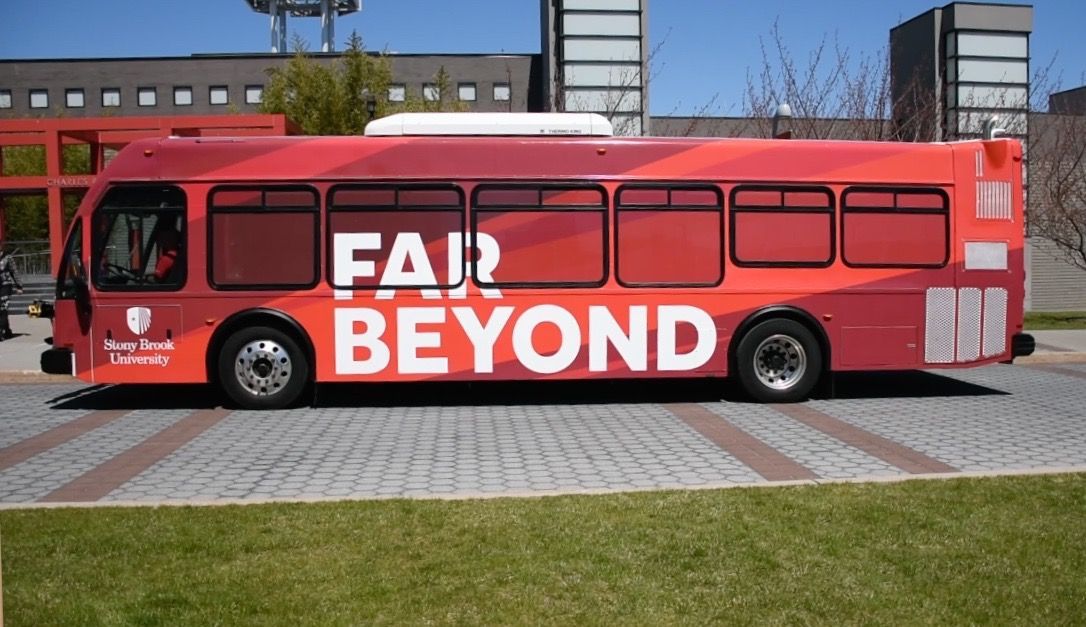 Three buses will be redecorated to show off SBU's new brand.