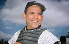 New York Yankee catcher Yogi Berra poses at spring training in Florida, in an undated file photo. (AP Photo)