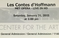 My ticket to see "Les Contes d'Hoffmann" at Stony Brook University's Staller Center